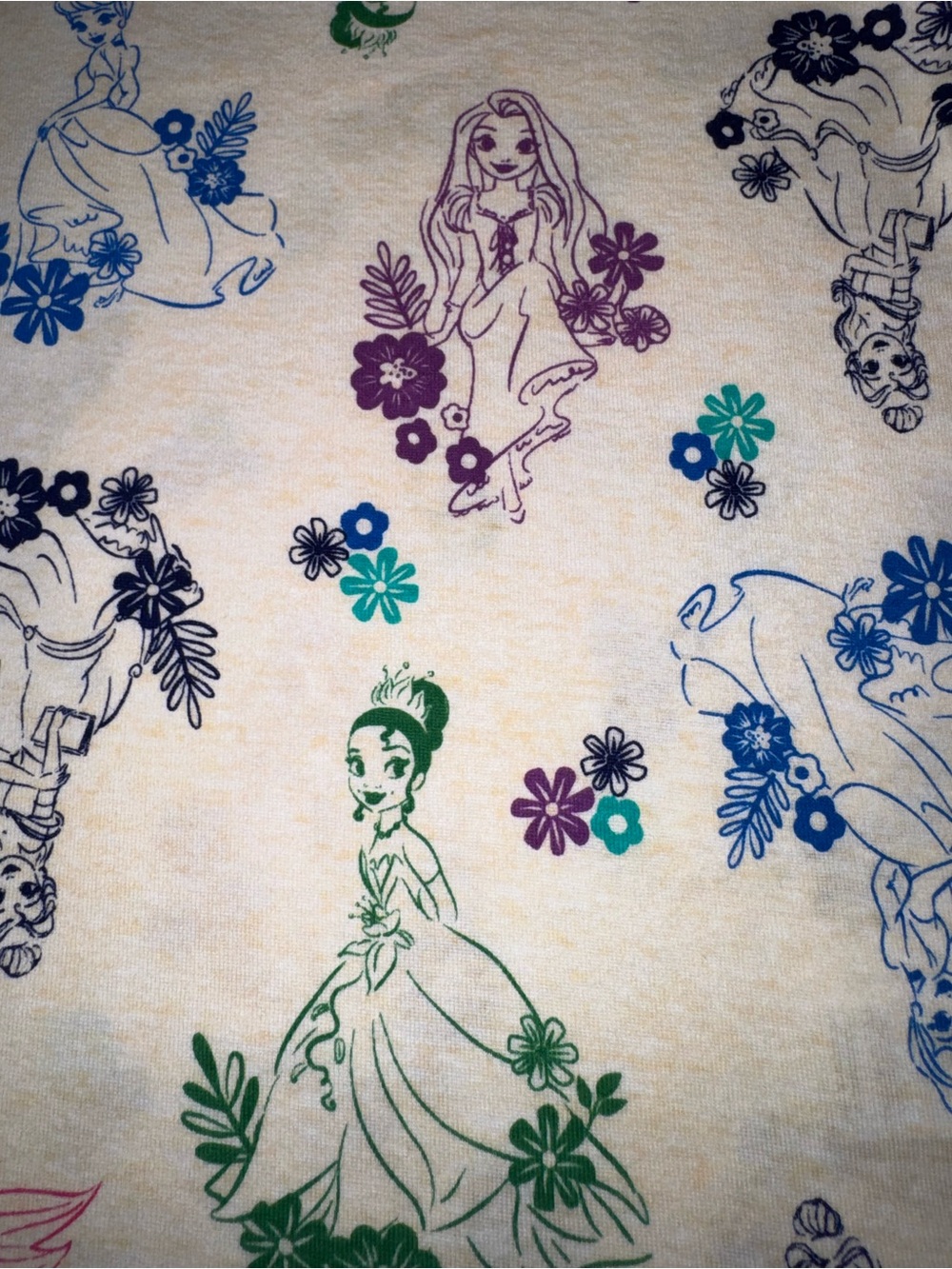 Disney Princess Floral Cotton Pajamas Girls’ Size 8 - Picture 3 of 5